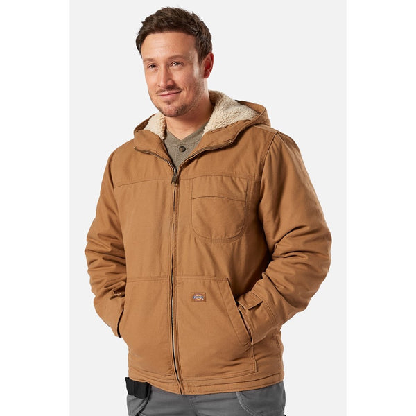 Mens Dickies Sherpa Lined Duck Jacket Brown Brantano