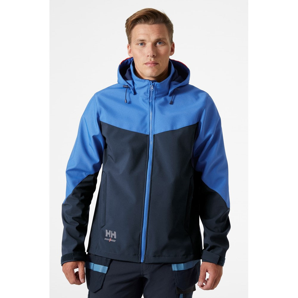 Mens Helly Hansen Workwear Oxford Hooded Softshell Jacket Navy
