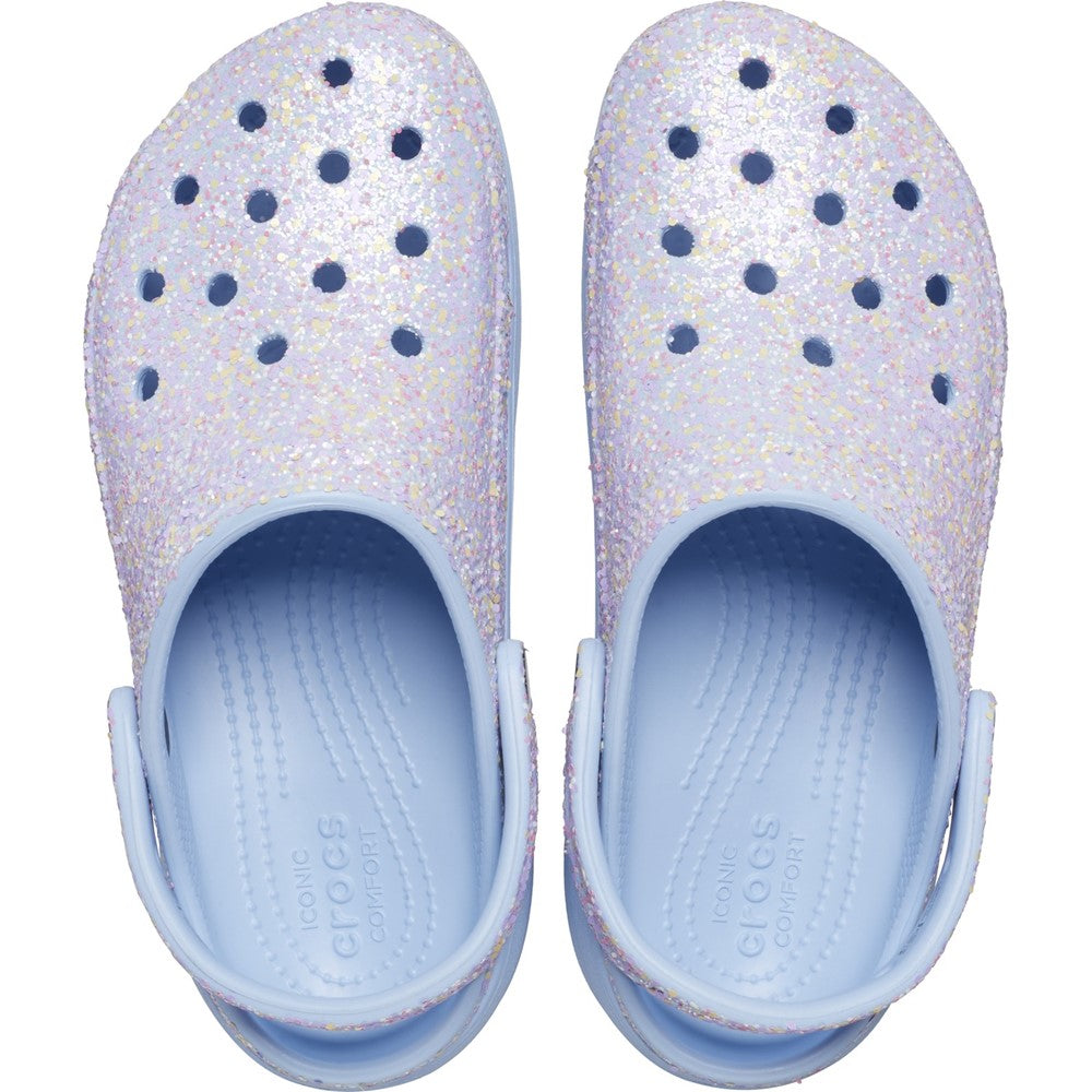 Womens Crocs Classic Platform Glitter Clog Blue Brantano